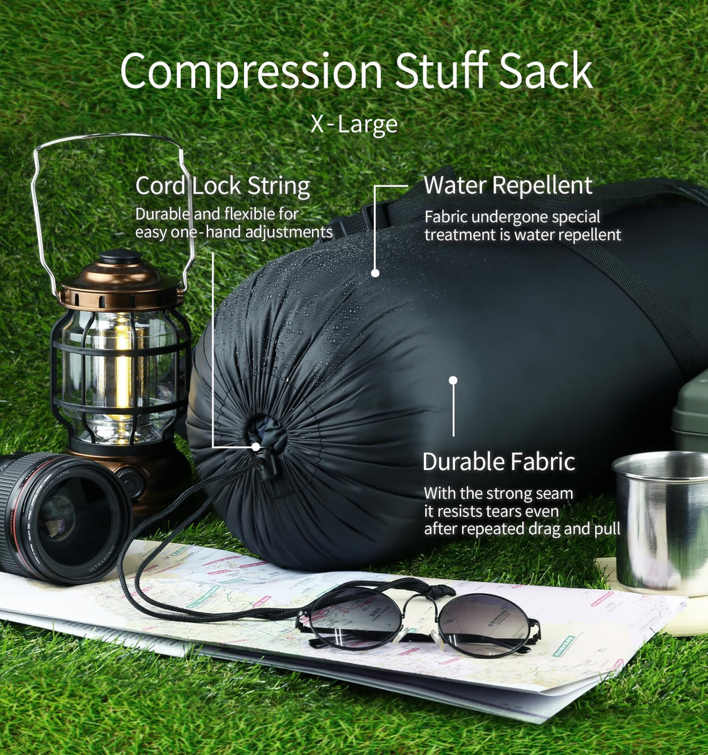 Litume Compression Stuff Sack, Water Resistant Lightweight Sleeping Bag Compression Sack With Drawstring Closure For Camping, Hi