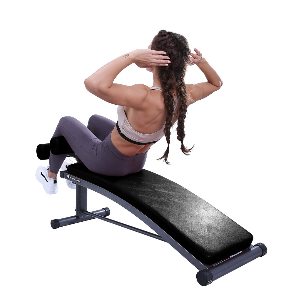 Finer Form Gym-Quality Sit Up Bench With Reverse Crunch Handle - Solid Ab Workout Equipment For Your Home Gym. More Effective Th