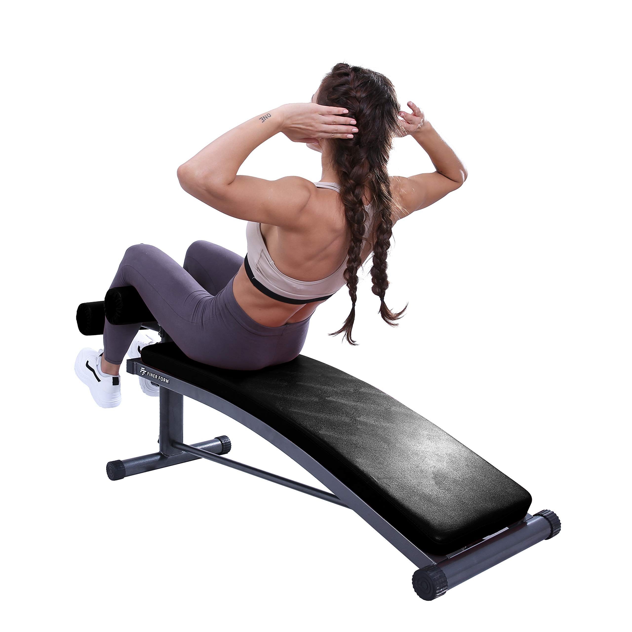 Finer Form Sit Up Bench with Reverse Crunch Handle for Ab Bench Exercises - Abdominal Exercise Equipment with 3 Adjustable Heigh