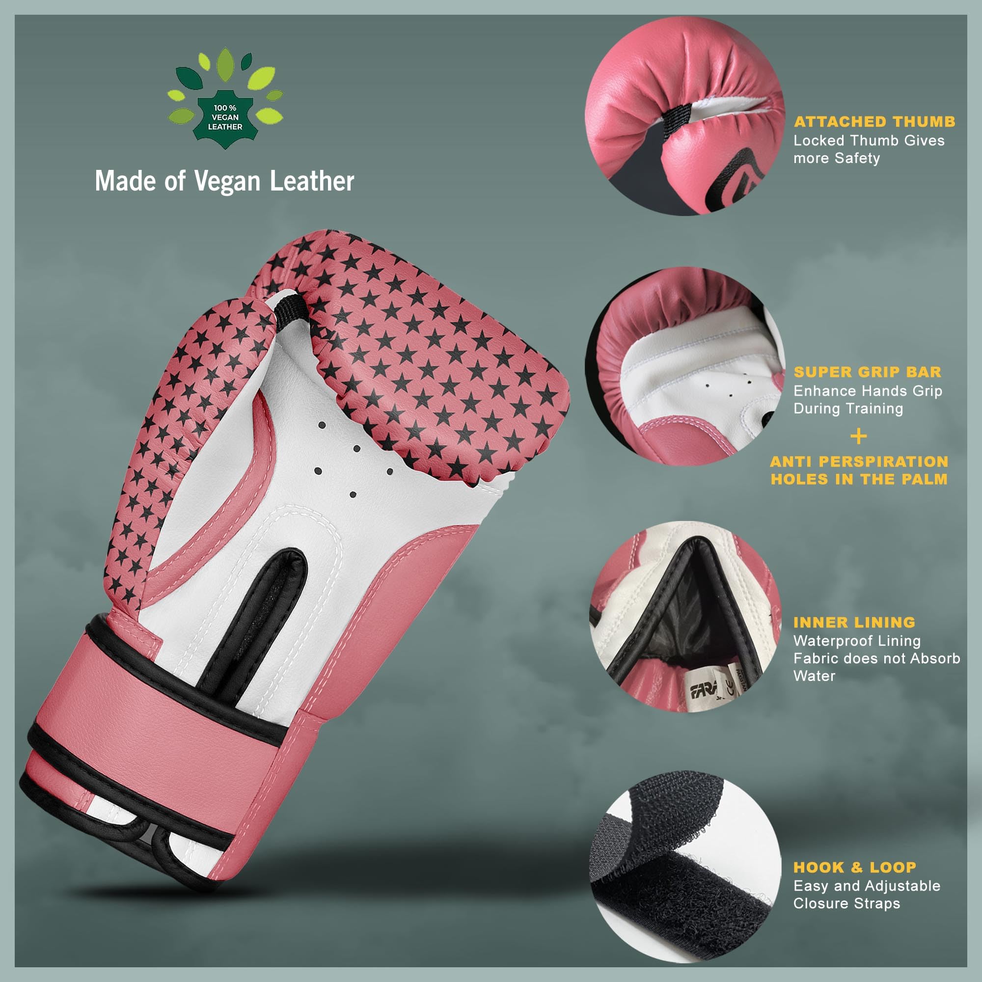 Farabi Sports Kids Boxing Gloves 4-Oz Kickboxing Muaythai Punching Bag Training Gloves Age 4-8 Year (Black, 4-Oz (Age 4-8) (Pink