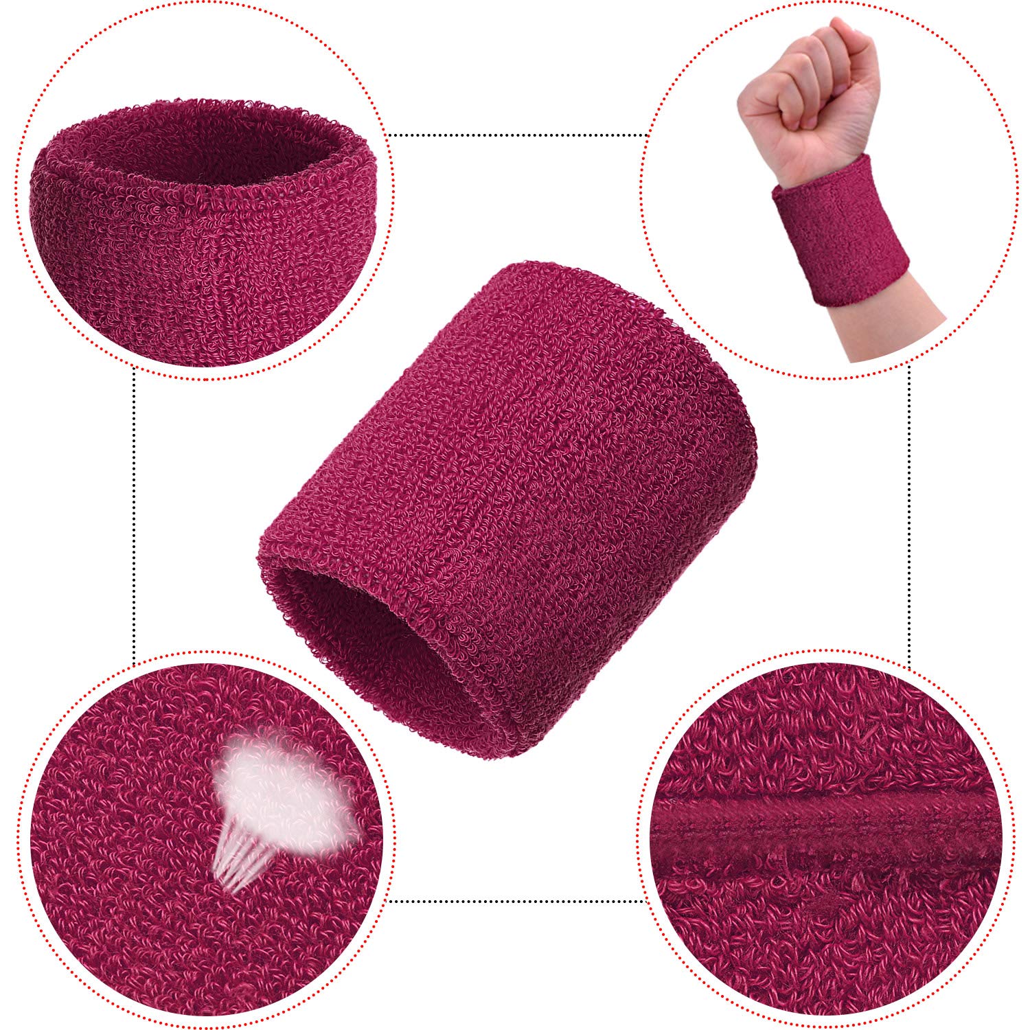 12 Pack Sweatbands Sports Wristband Sweat Band For Men And Women, Good For Tennis, Basketball, Running, Gym, Working Out (Multic