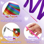 Pamase Dance Ribbons - 16 Packs Ribbon Wands With Non-Slip Handle For Kids, 6.6Ft Rhythmic Gymnastics Dancing Rainbow Twirler St