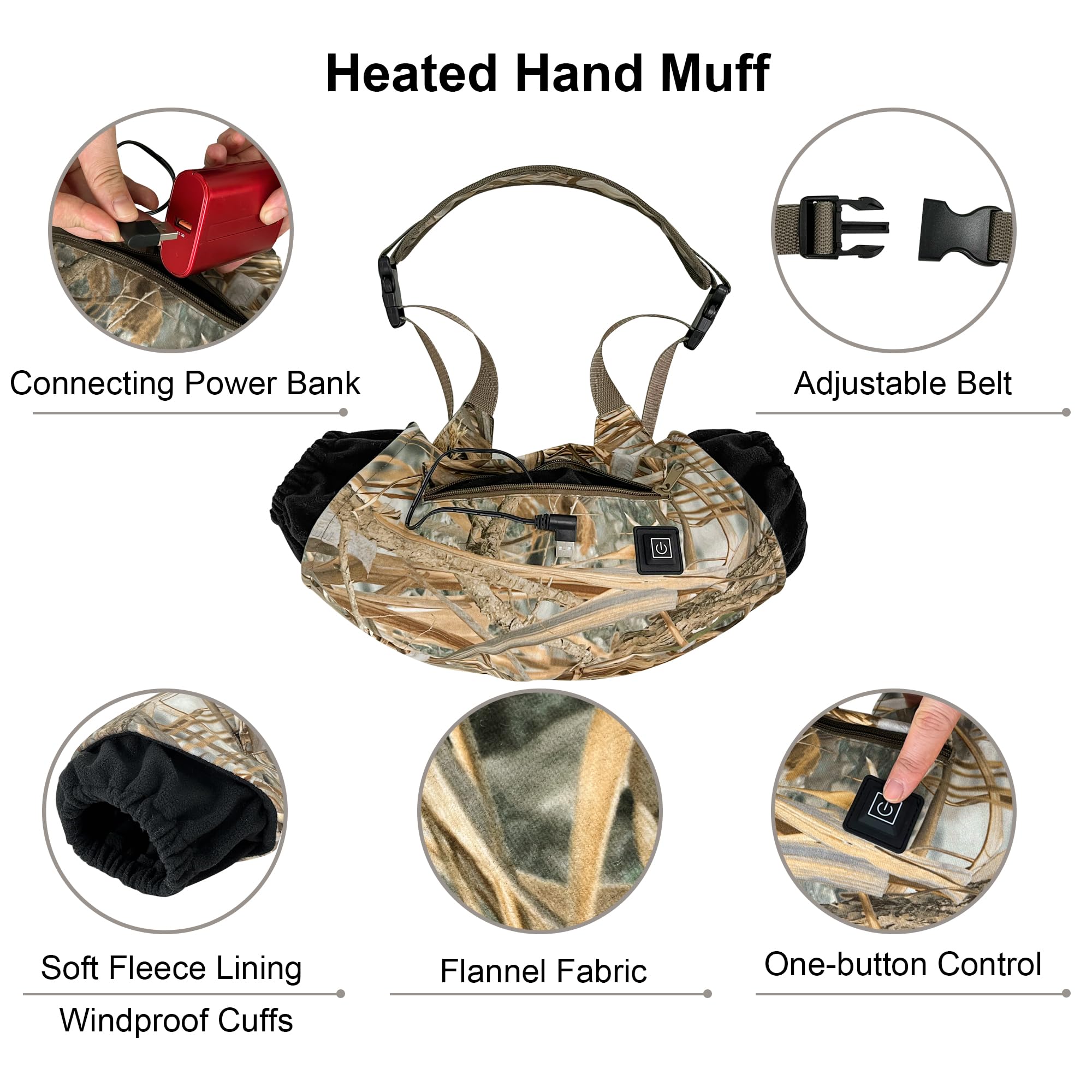 Heated Hand Muff, Electric Heating Hand Warmer Pouch, Suitable For Outdoor Hunting, Sports, Photography, Golf, Hike, Football, S