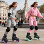 PAPAISON Roller Skates for Girls Ages 8-12, Adjustable Size Youth Women Quad Skates with Light up Wheels Indoor Outdoor