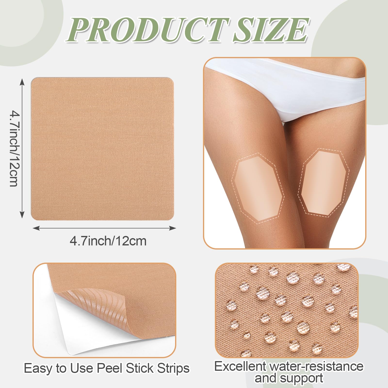 Threlaco 50 Pcs Thigh Lift Tape Waterproof Tummy Lifting Body Tape Elastic Anti Chafing Friction Adhesive Patches For Women Inne