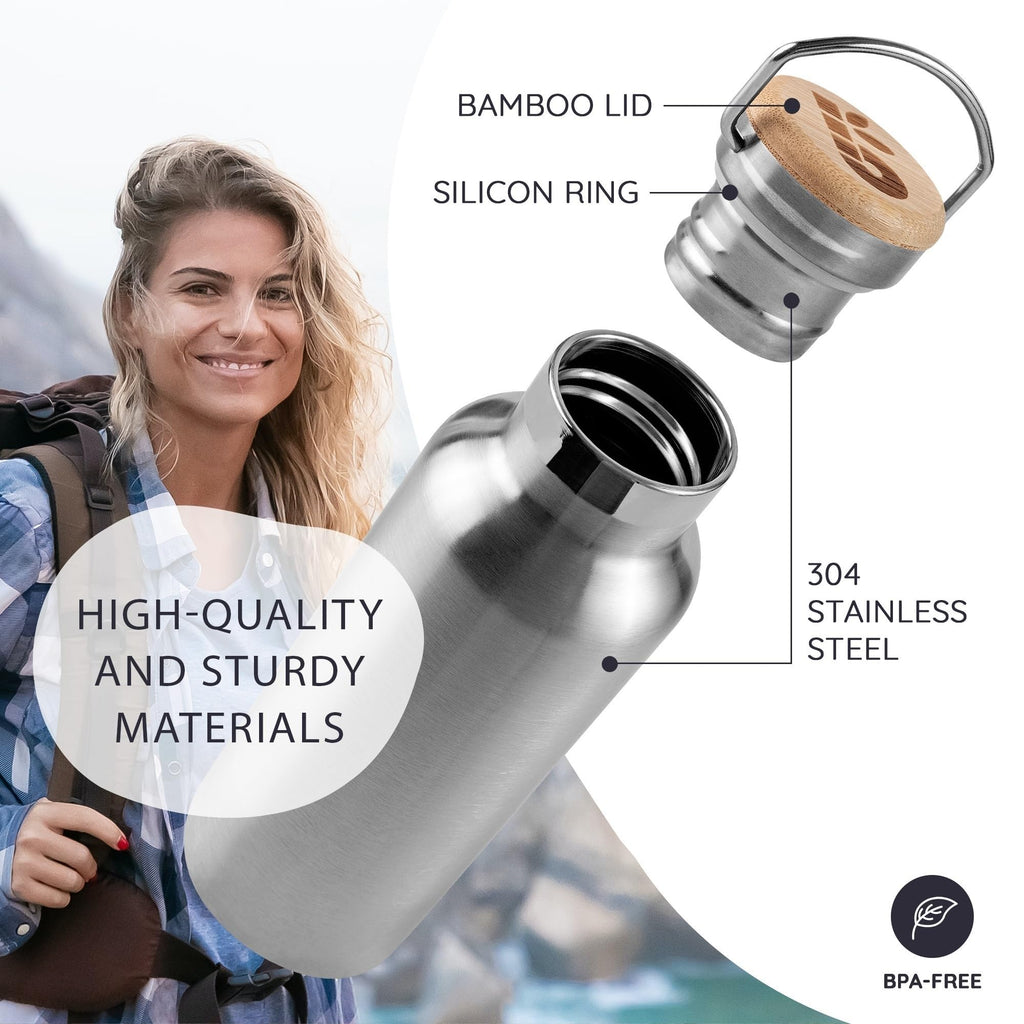 Bambaw 12 Oz Insulated Water Bottle  Travel Water Bottle  Water Bottle Stainless Steel  Metal Water Bottle  Small Water Bottle