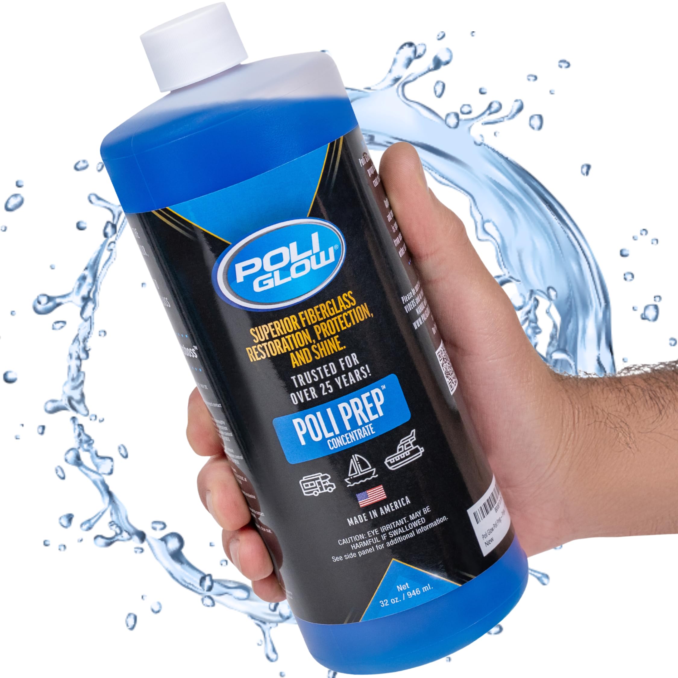 Poli Glow Poli Prep Concentrated Rv & Boat Surface Cleaner - Removes Oxidation, Stains, Dirt, Watermarks, Old Wax, Spray-On Cera