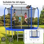 Lyromix Upgraded 8FT Trampoline for Kids and Adults, Large Outdoor Trampoline with Basketball,Stakes, Light, Sprinkler,Basketbal