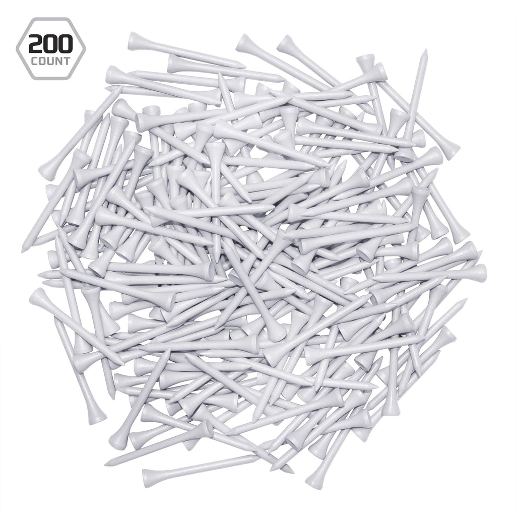 Izzo Golf Wood Golf Tees, 1.75 Inch, White, 200 Pack