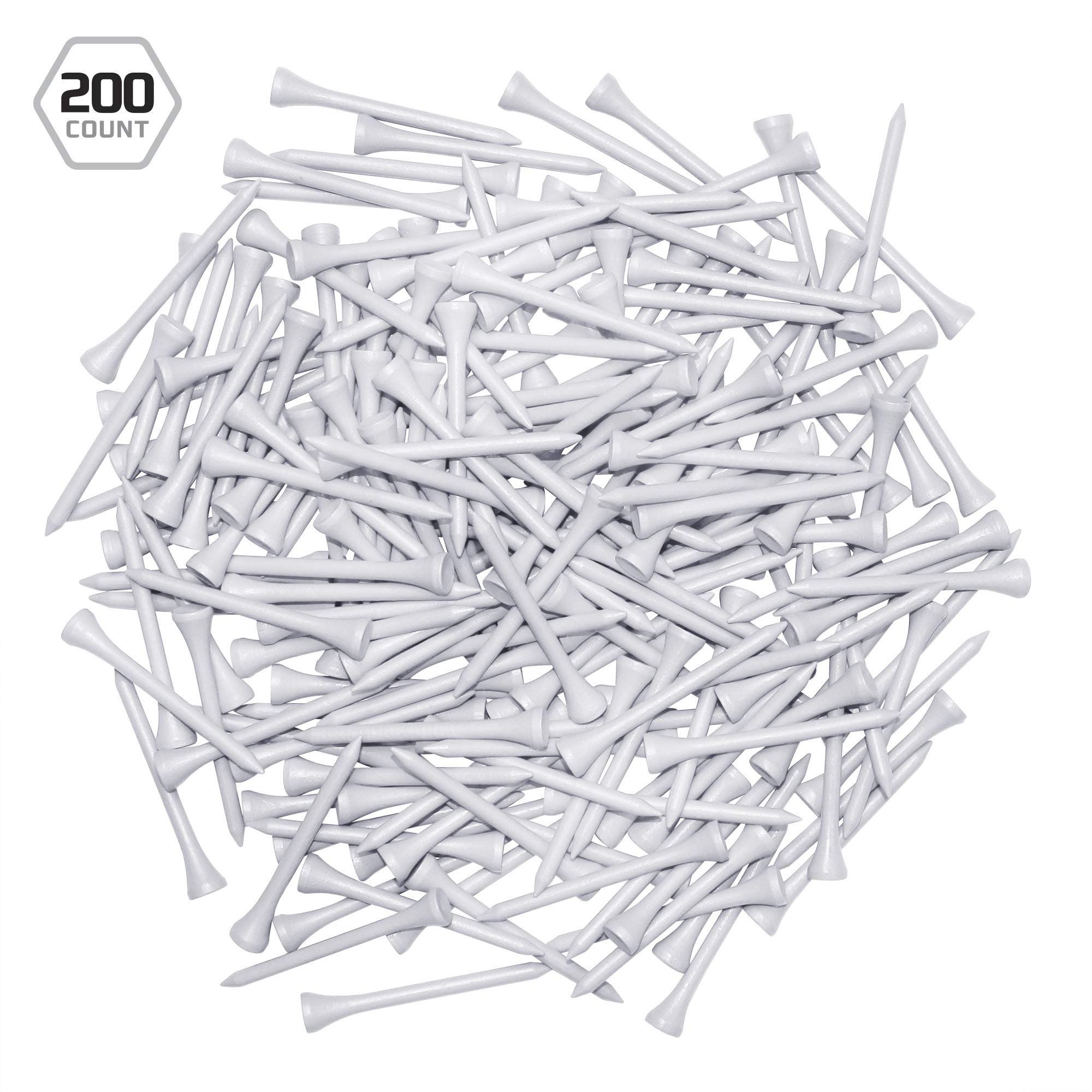 Izzo Golf Wood Golf Tees, 1.75 Inch, White, 200 Pack