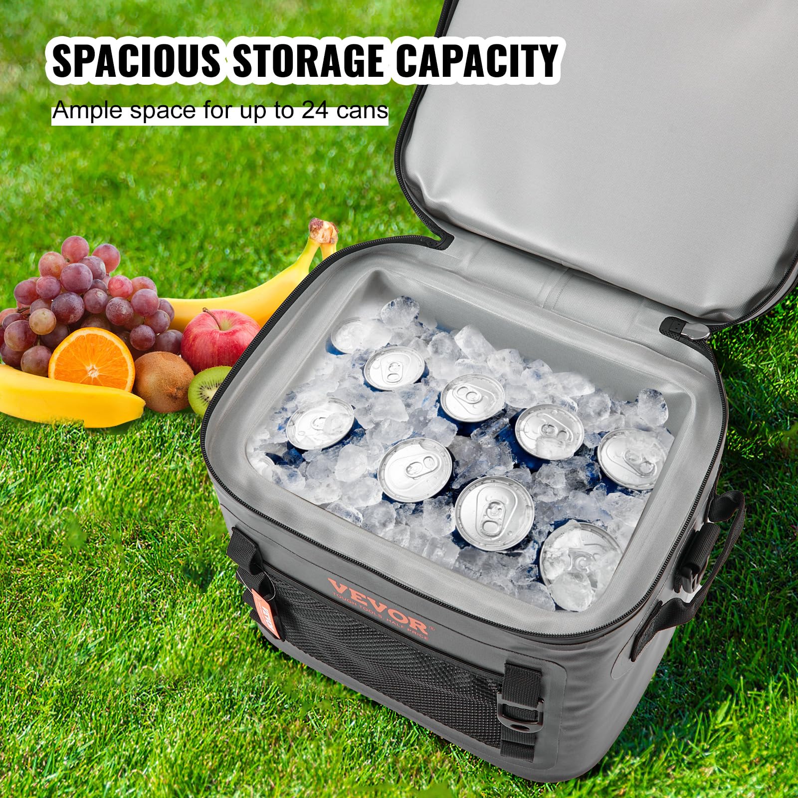 Vevor Soft Cooler 24 Cans Insulated Cooler Bag Leakproof Waterproof Lunch Soft Cooler Lightweight & Portable Cooler For Beach, H