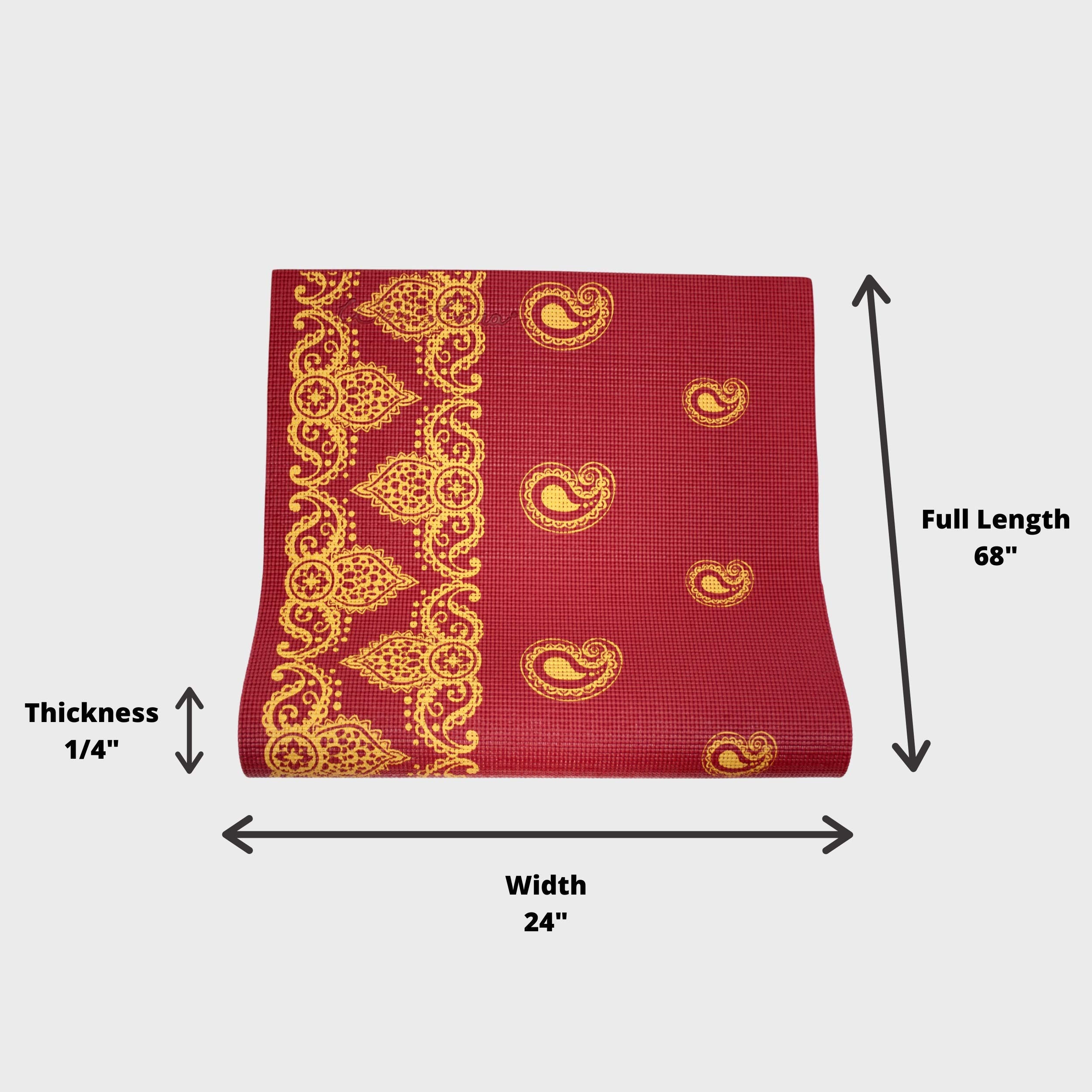 Wai Lana Yoga And Pilates Mat (Incense, Rich Red)- 1/4 Inch Extra Thick Non-Slip Stylish, Latex-Free, Lightweight, Optimum Comfo