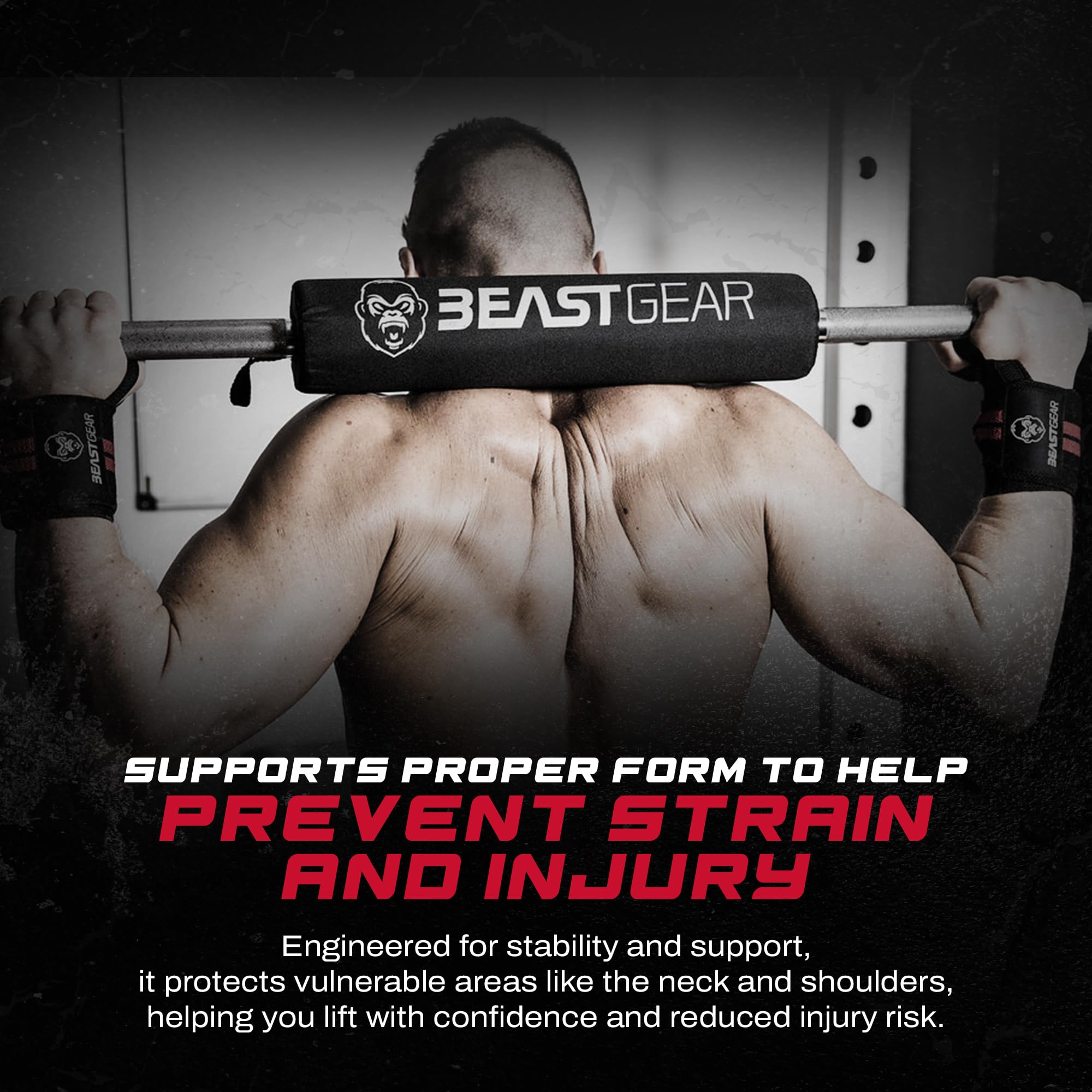 Beast Gear Barbell Pad For Hip Thrust Machine - Heavy Duty, Weightlifting Hip And Squat Bar Pad Wsecure Hook & Loop Fastener - C