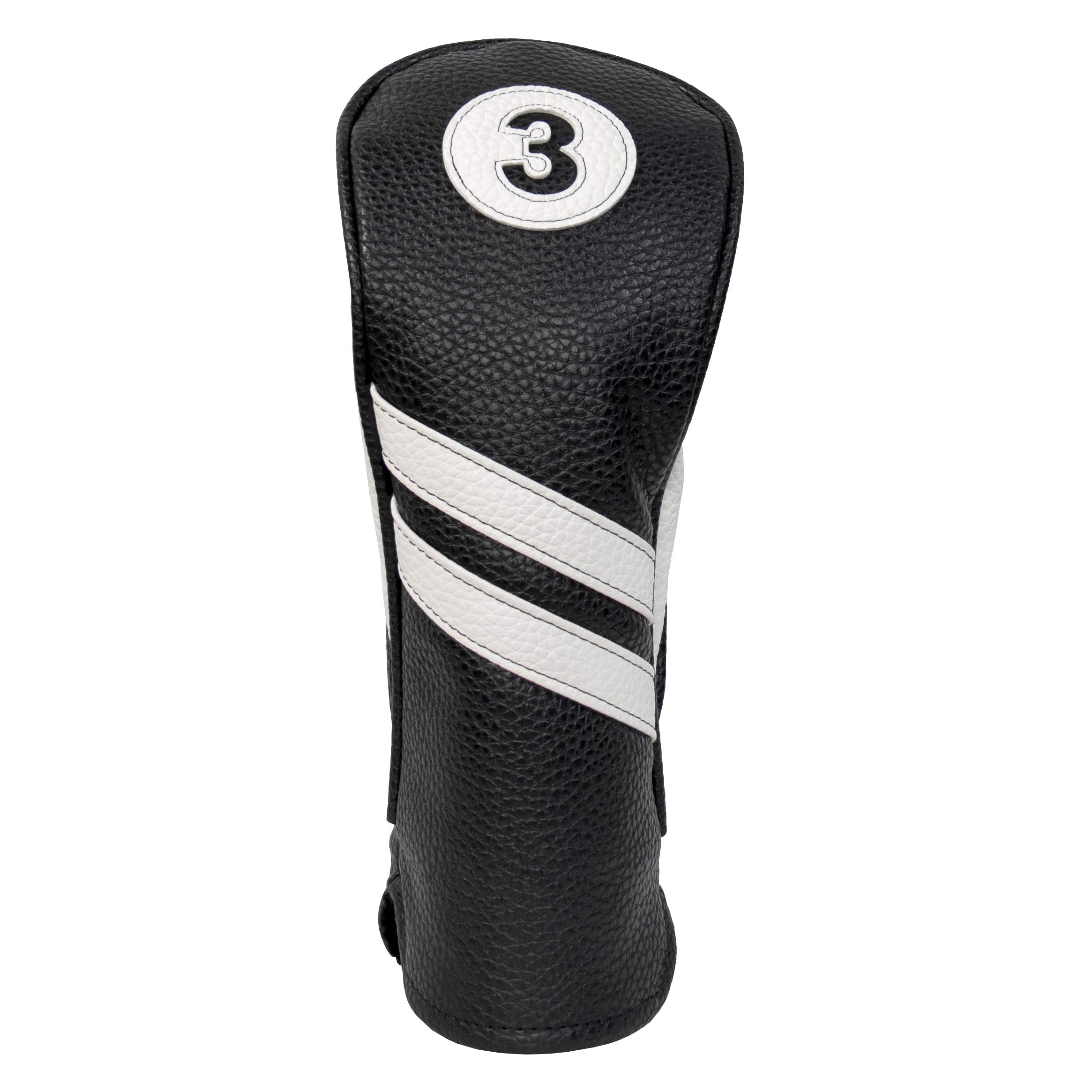 Proactive Sports Vintage Golf Club Head Covers For Fairway Woods| 3 Wood Headcover | Classic Leather Look | Black/White