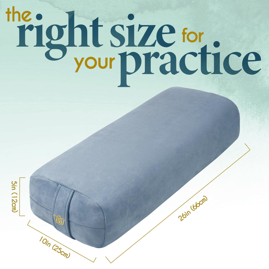 Florensi Yoga Bolster Pillow - Luxurious Velvet Bolster For Restorative Yoga - Large Rectangular Cushion With Carry Handle - Sup