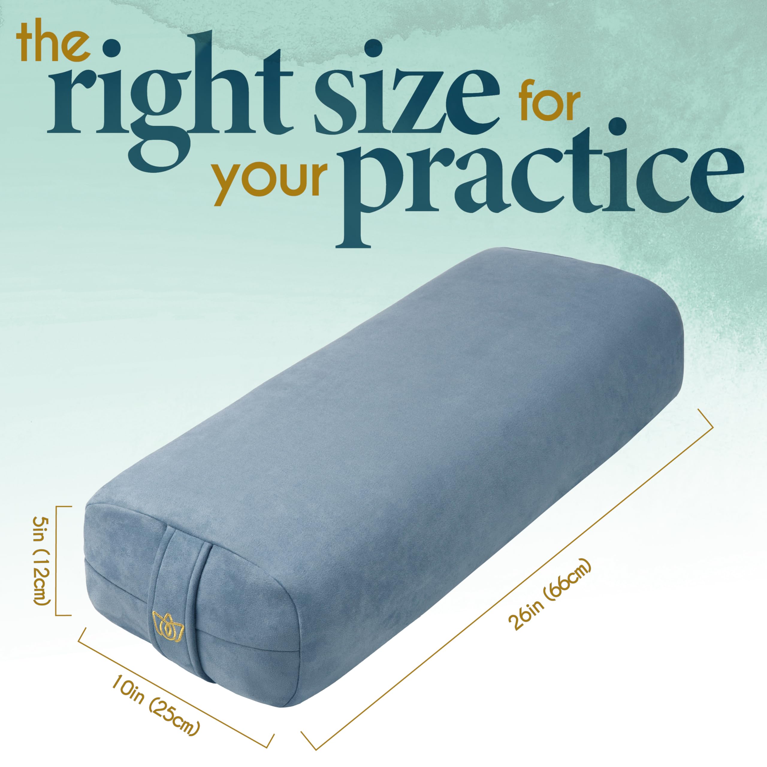 Florensi Yoga Bolster Pillow - Luxurious Velvet Bolster For Restorative Yoga - Large Rectangular Cushion With Carry Handle - Sup
