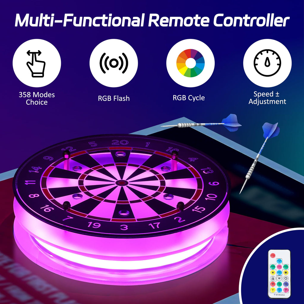 Coolgift Mart Light Up Dart Holder, Acrylic Dart Holder With Multiple Color Modes And Brightness Adjustment Function With Remote