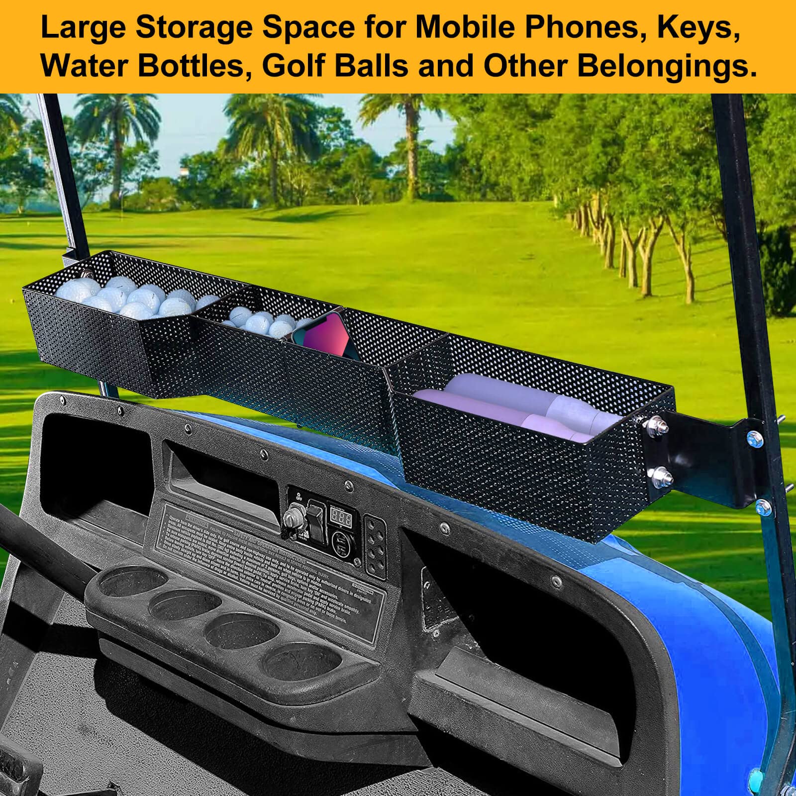 Leapgomax Golf Cart Basket Front Inner Fit Ezgo Txt & Rxv, Club Car Precedent&Ds (2000 Up) Golf Carts, Heavy Steel Mesh Durable