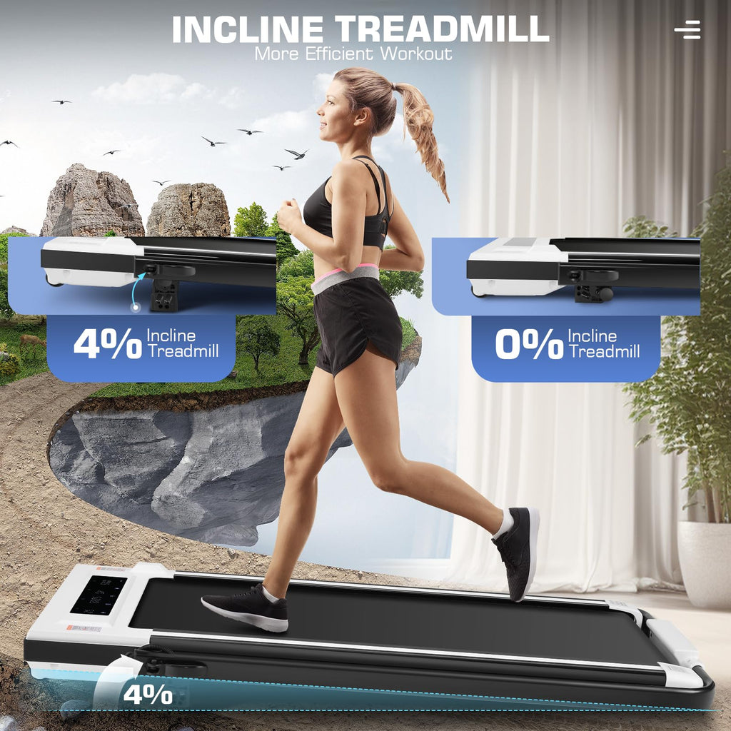 Ancheer Treadmills, 3 In 1 Folding Treadmill With Incline, Walking Pad Under Desk For Home Office, Portable Treadmill With Remot