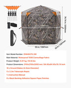 Vevor Hunting Blind, 6-7 Person Ground Blinds With Carrying Bag, Portable Camouflage Tent, Reinforced Durable Concealed Shelter