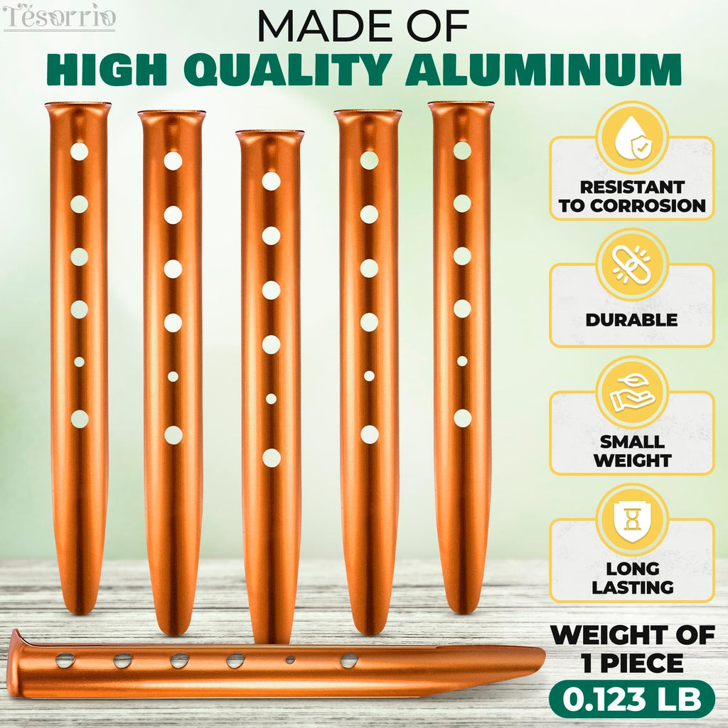 6Pcs Aluminum Tent Stakes Heavy Duty - 12.6 In Ground Stakes For Canopy Tent Camping Accessories Snow Tent Stakes For Outdoor Li