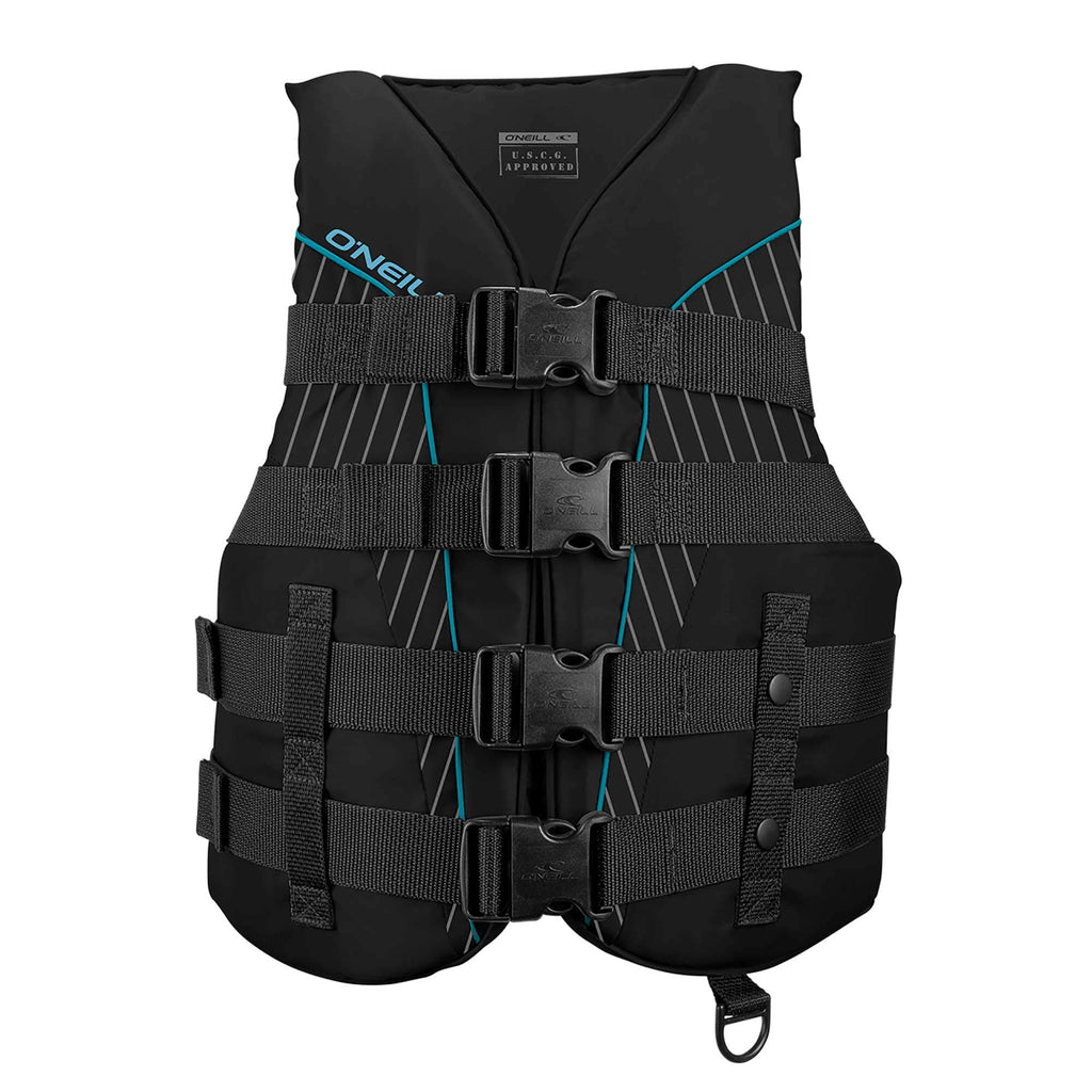 O'Neill Women'S Superlite Uscg Life Vest,Black/Black/Black:Turquoise,M