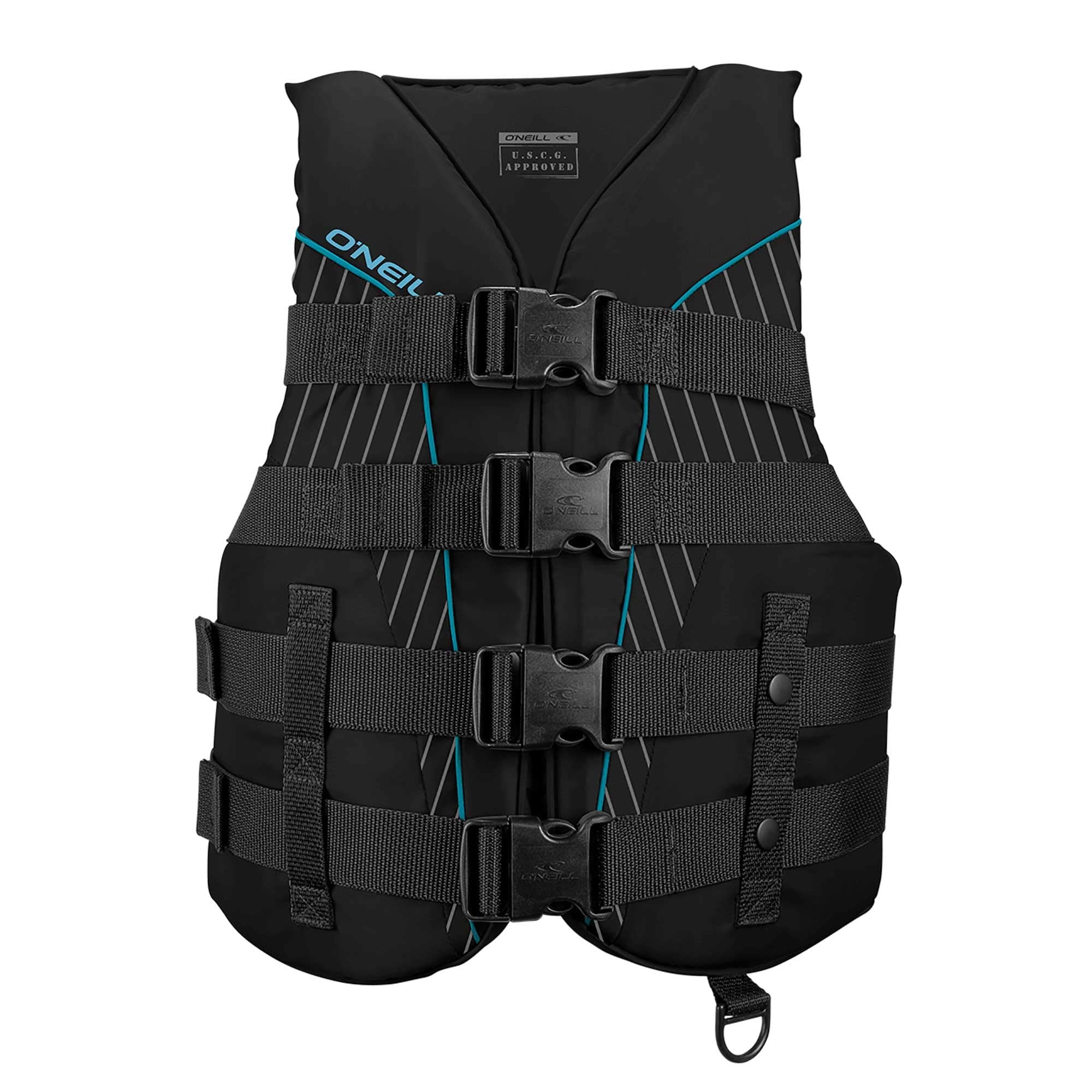 O'Neill Women'S Superlite Uscg Life Vest,Black/Black/Black:Turquoise,M