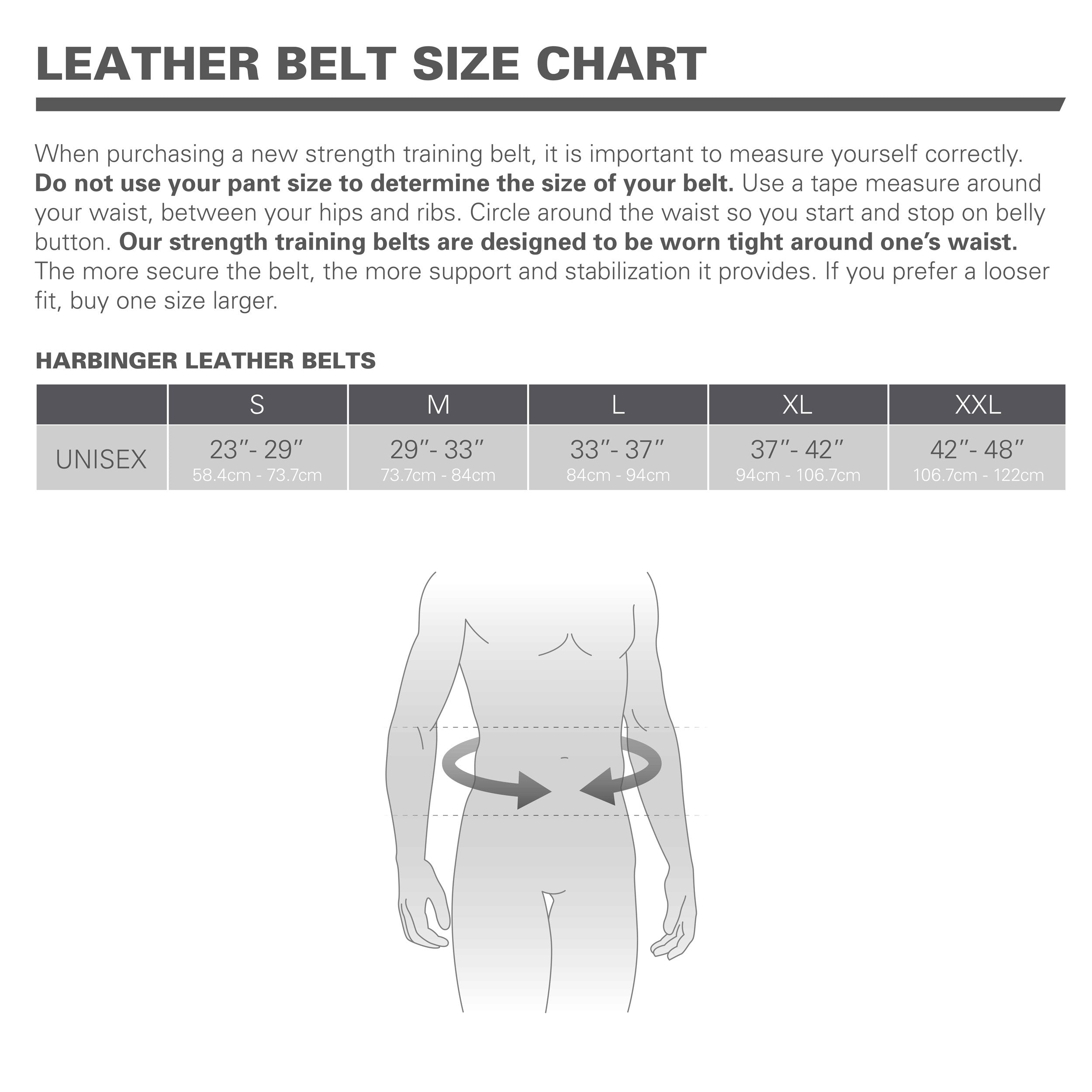Harbinger Padded Leather Contoured Weightlifting Belt - 4 or 6    Width - Interior Suede Lining & Foam Cushioning - Heavy-Duty D