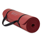 Gaiam Essentials Thick Yoga Mat Fitness & Exercise Mat With Easy-Cinch Carrier Strap, Red, 72''L X 24''W X 2/5 Inch Thick