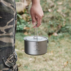 Ibasingo 1300Ml Outdoor Titanium Pot With Lid Folding Handle Camping Hiking Picnic Ultralight Bowl Tableware Only 166.5G Ti2043C