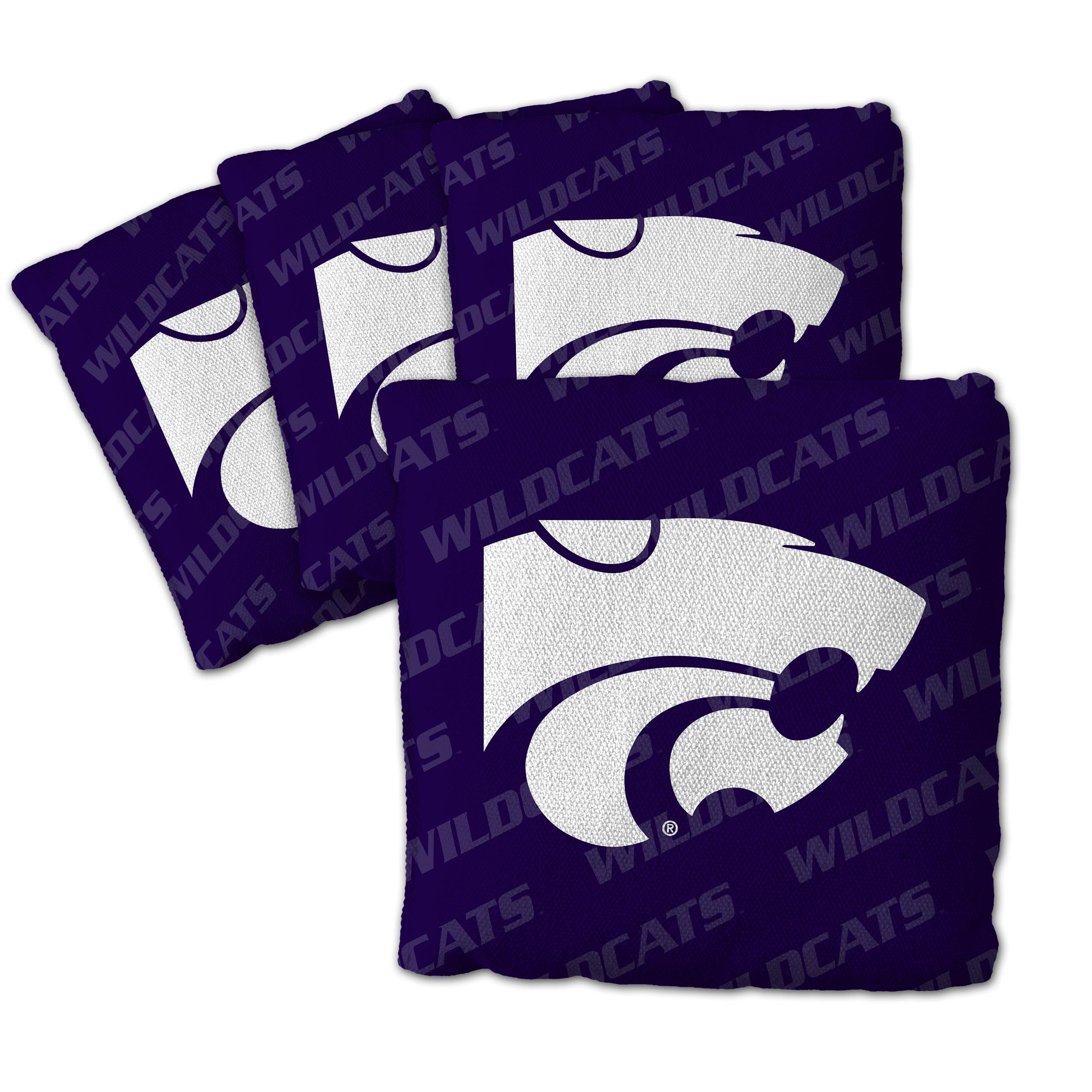 YouTheFan Officially-Licensed NCAA Kansas State Wildcats Set of 4 Cornhole Bags - All Weather Regulation 6    x 6    Size - 16oz