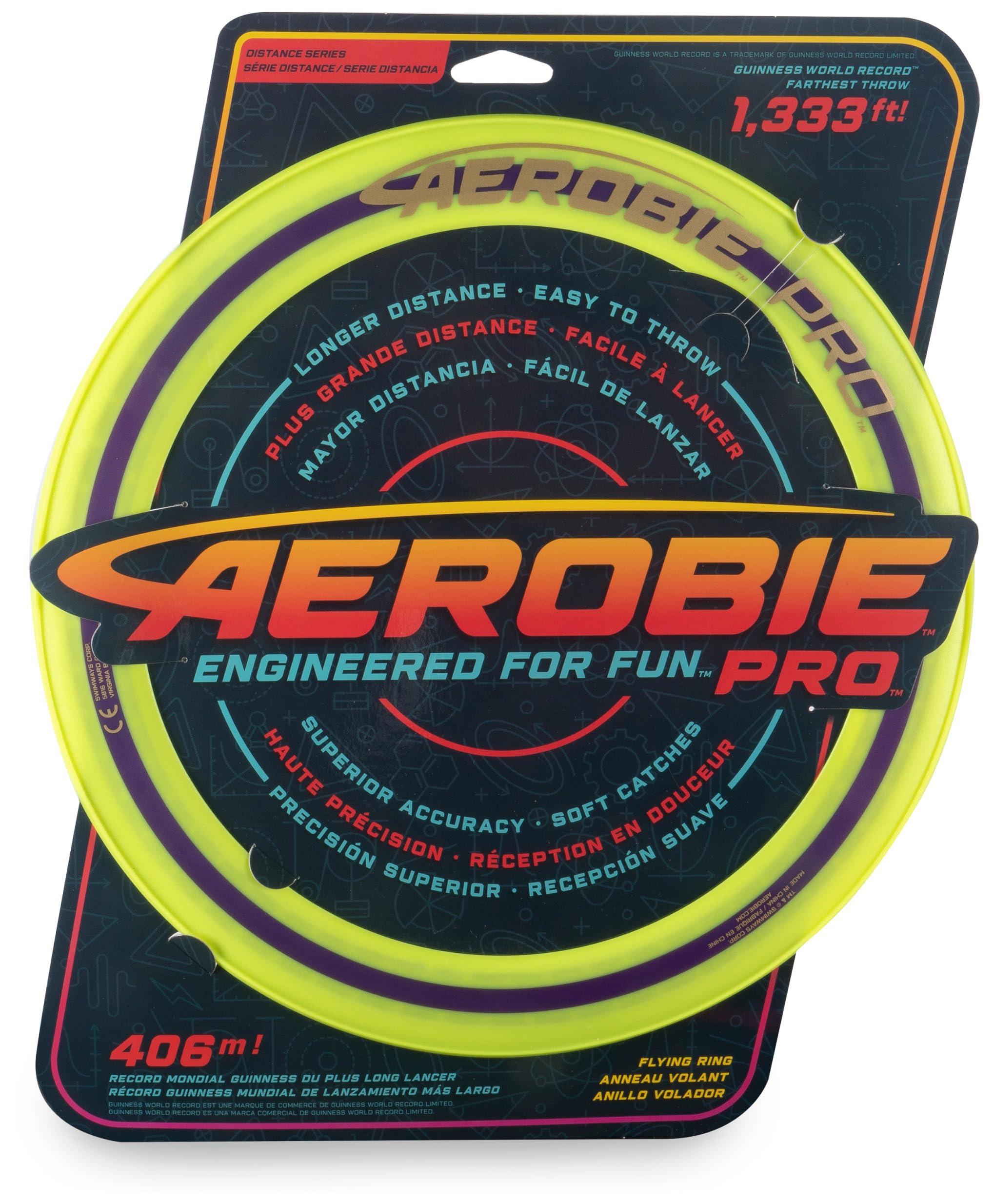 SPINMASTER 6046389 Boomerangs Aerobie Throw Diameter 33 cm, Adults and Children from 5 Years (TOGGO Toys 2022), Single, Pro Flyi