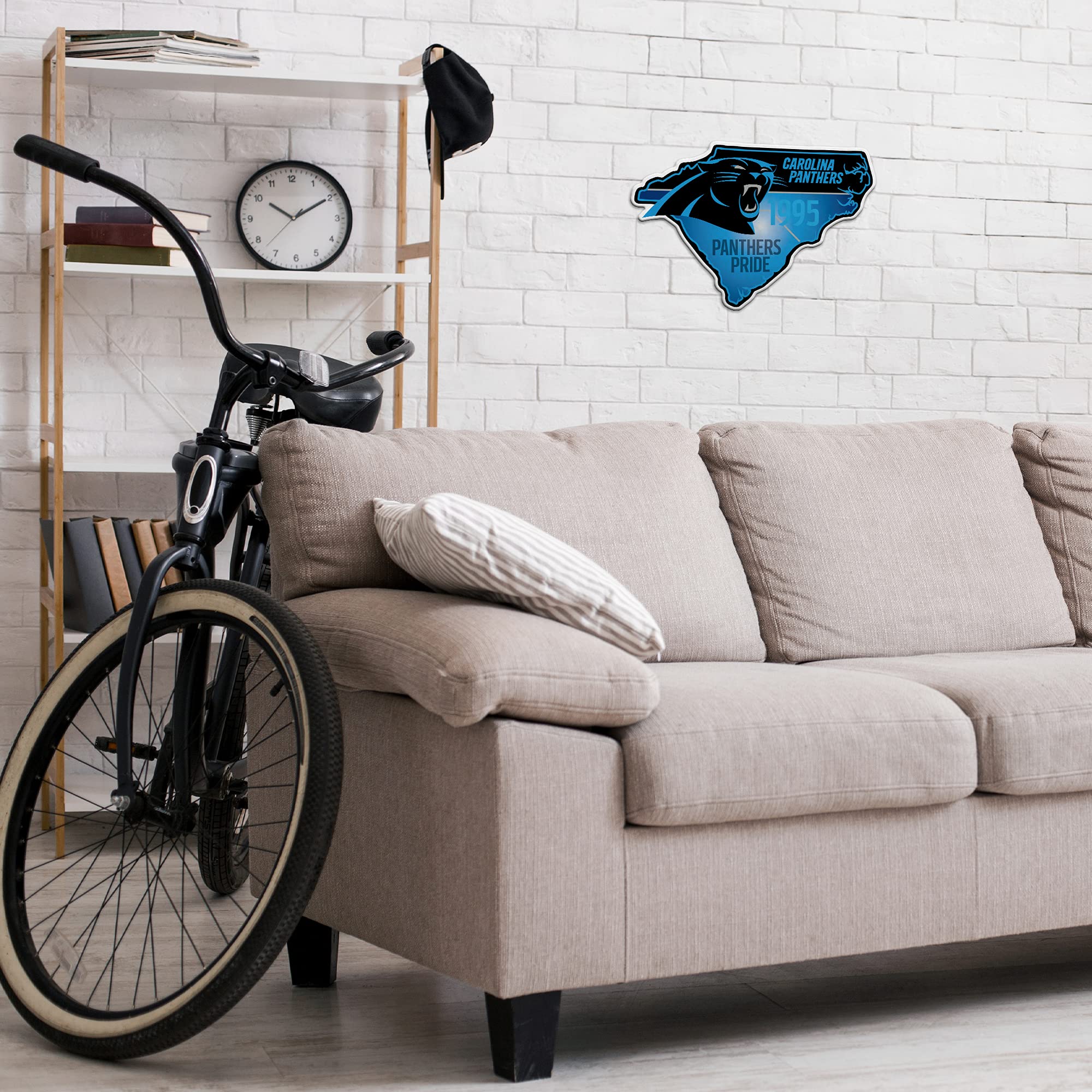 Rico Industries Nfl Carolina Panthers State Shape Shape Cut Pennant - Home And Living Room D  Cor - Soft Felt Ez To Hang 18X0.10