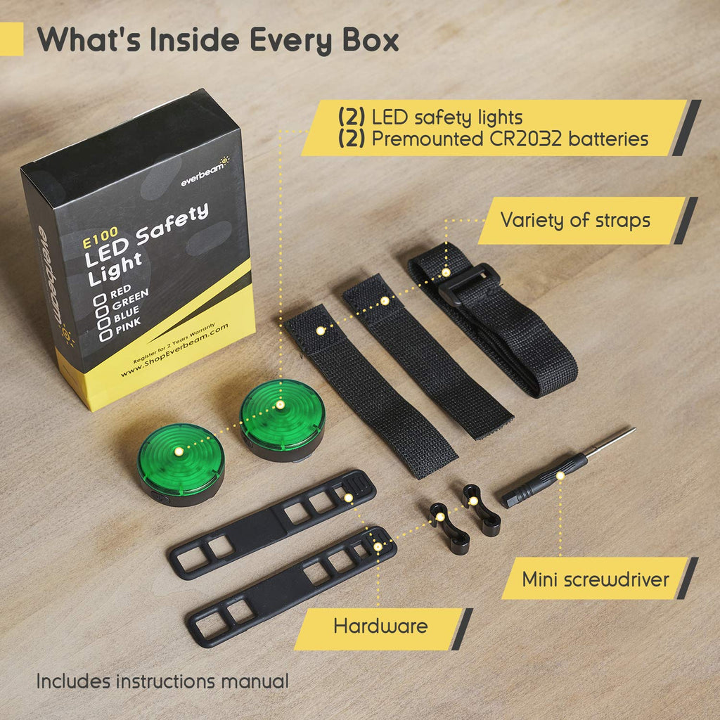 Everbeam E100 Led Safety Lights For Walking At Night - Waterproof Bike Led Light Excellent For Runners, Cycling, Dog Walking, Ka