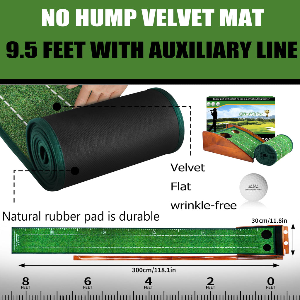 Gimiyaa Golf Putting Mat Green Indoor And Outdoor With Auto Ball Return,Game Practice Golf Gifts For Home, Office, Backyard Indo