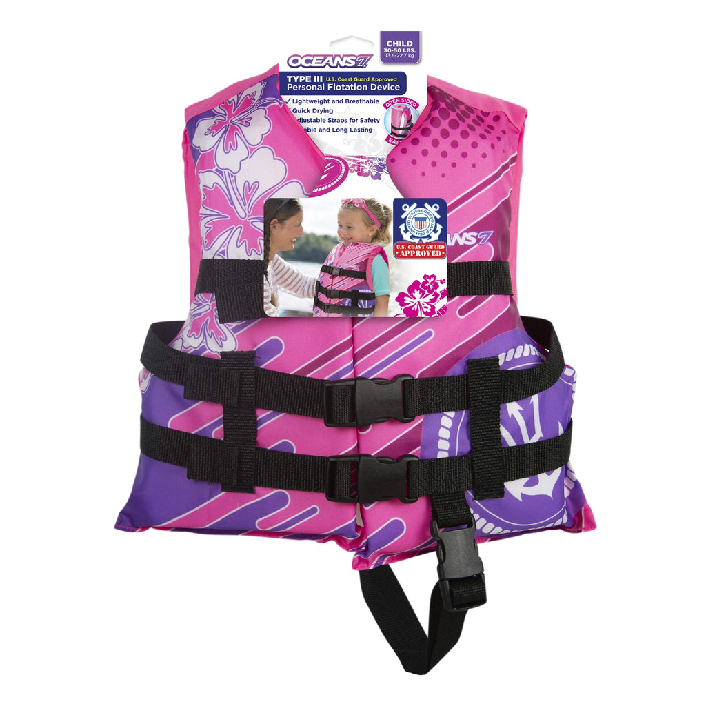 Oceans7  Us Coast Guard-Approved, Type Iii -  Kids  Life Jacket  - Personal Flotation Device With With Comfortable Flex-Form-Fit