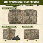Tidewe Hunting Blind, Double Ground Blinds 270 See Through For 3-In-1 Use, 4-6 Person Pop Up Portable Hunting Tent Includes Carr