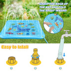 Growsland Splash Pad For Toddlers, Outdoor Sprinkler For Kids, 67'' Summer Water Toys Inflatable Wading Baby Pool Fun Gifts For