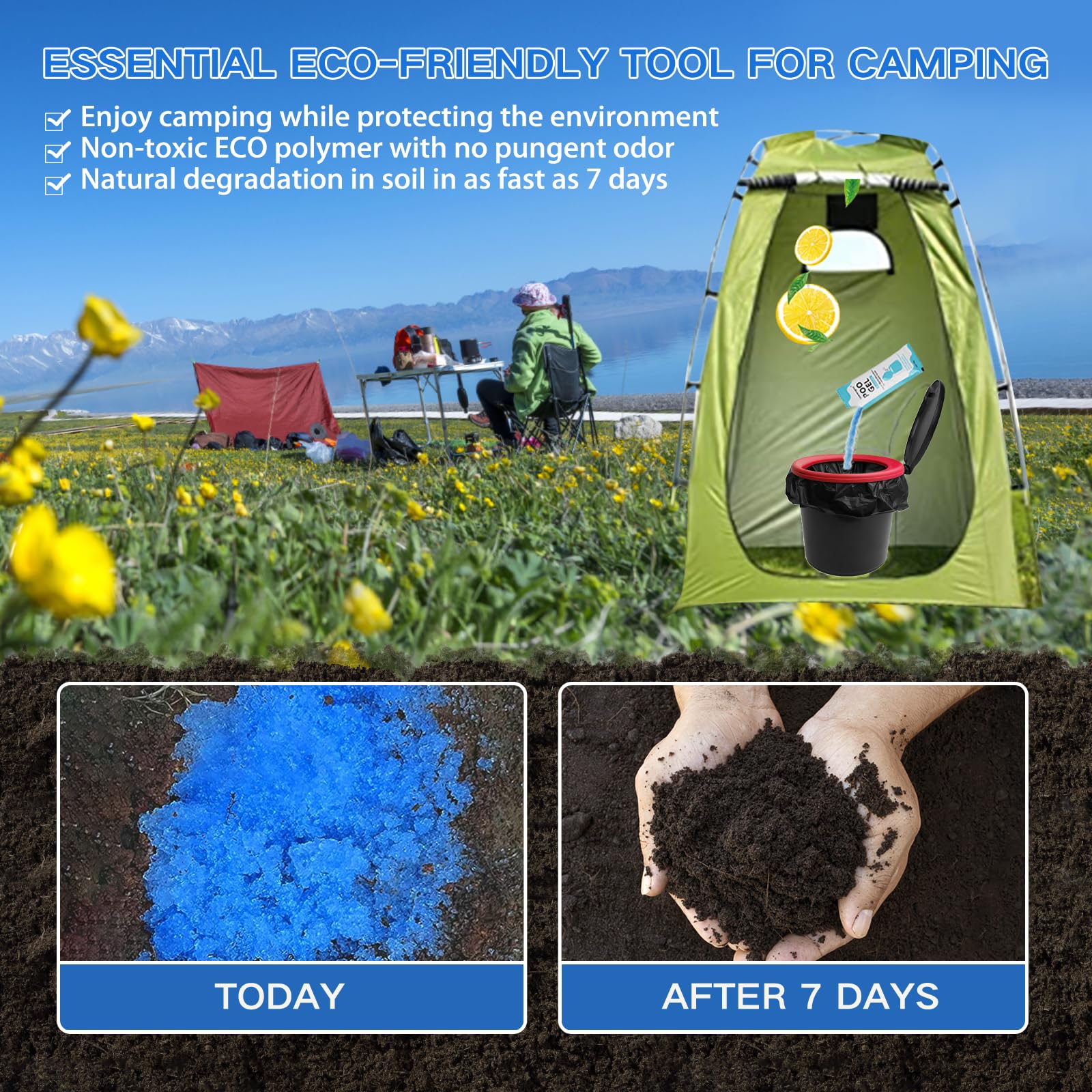 Portable Toilet Absorbent Gel, Portable Toilet Powder Poo Urine Powder For Camping Outdoor Hiking, Valentine'S Day Gift For Camp