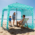 VEVOR Beach Cabana, 6 x 6 ft Beach Canopy with Side Wall, UPF 50+ Protection Easy Setup Cabana Tent with Sand Pockets, Large Por