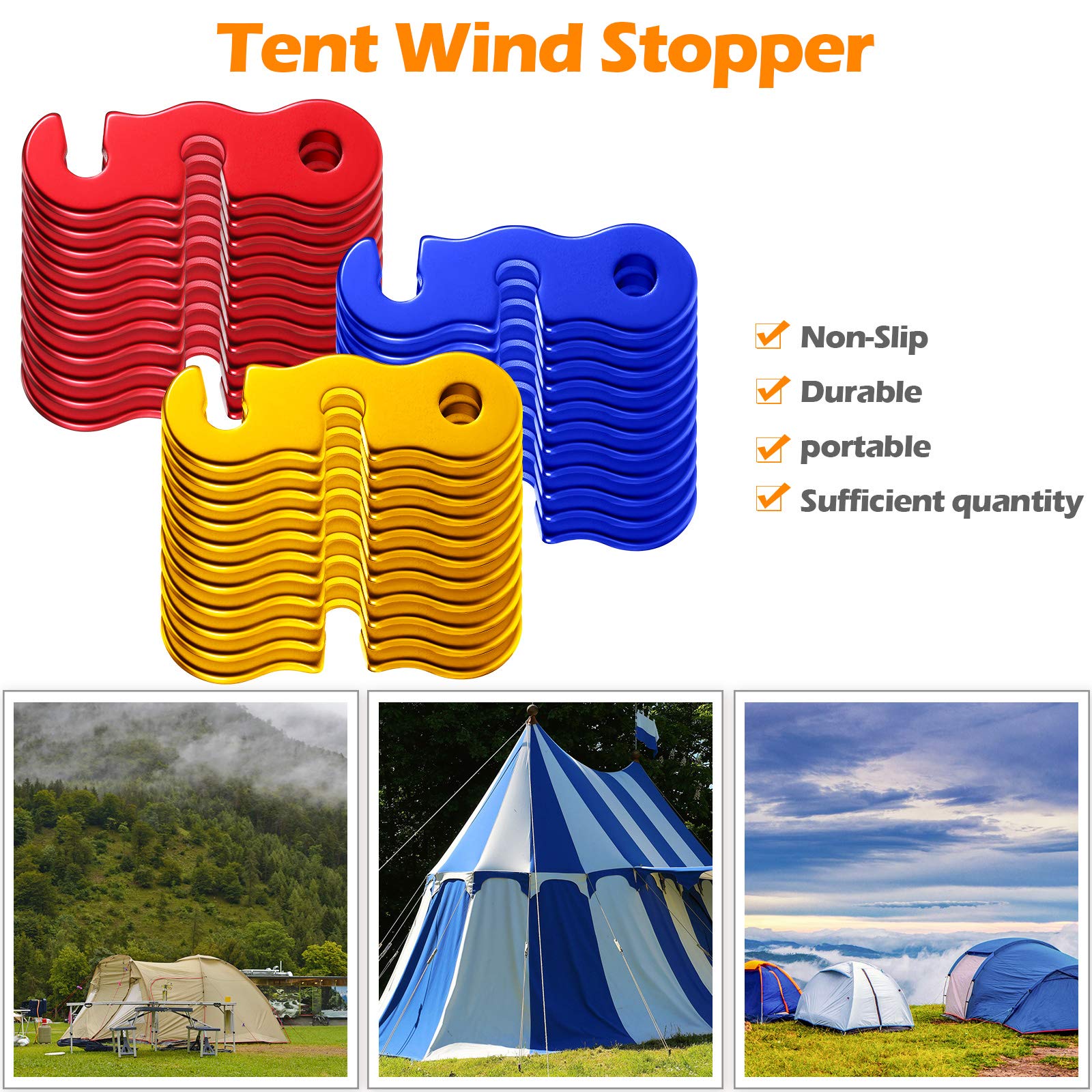 30 Pieces Aluminum Alloy Guyline Cord Adjusters Rope Adjusters Tent Tensioners Tent Wind Rope Buckles Camping Accessories For Te