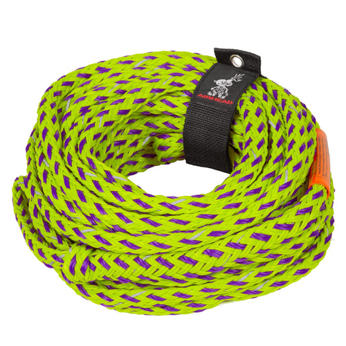 Airhead Reflective Tow Rope for Towable Tubes, 1 - 6 Person 60 ft Boat Tow Rope with EVA Foam Core, High Visibility Reflective S