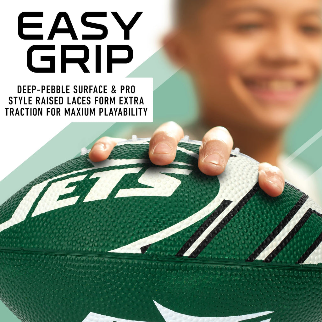 Franklin Sports Nfl New York Jets Football - Youth Football - Mini 8.5'' Rubber Ball - Perfect For Kids - Team Logos And Colors