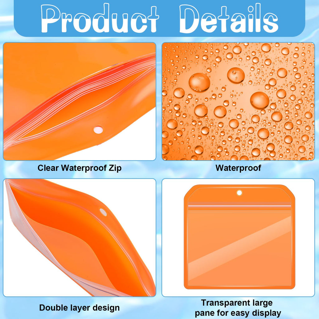 Geyee 6 Pack Fishing Hunting License Holder Waterproof Fluorescent Orange Id Holder With 6 Bronze Safety Pins Heavy Duty For Lic