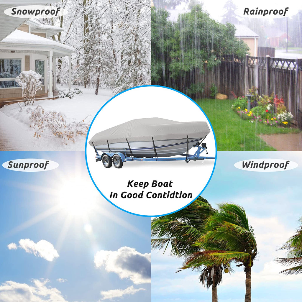 Mancro Bass Boat Cover 16-18.5Ft, Trailerable Waterproof Boat Covers, Fits V-Hull, Tri-Hull, Runabout Bowrider & Fishing Boats,