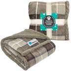 Petami Dog Blanket, Plaid Sherpa Dog Blanket  Plush, Reversible, Warm Pet Blanket For Dog Bed, Couch, Sofa, Car (Taupe, 60X40 In