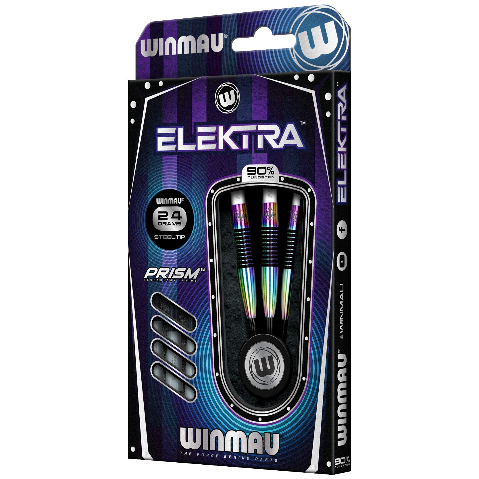 Winmau Elektra 24 Gram Tungsten Darts With Prism Flights And Vecta Shafts (Stems)