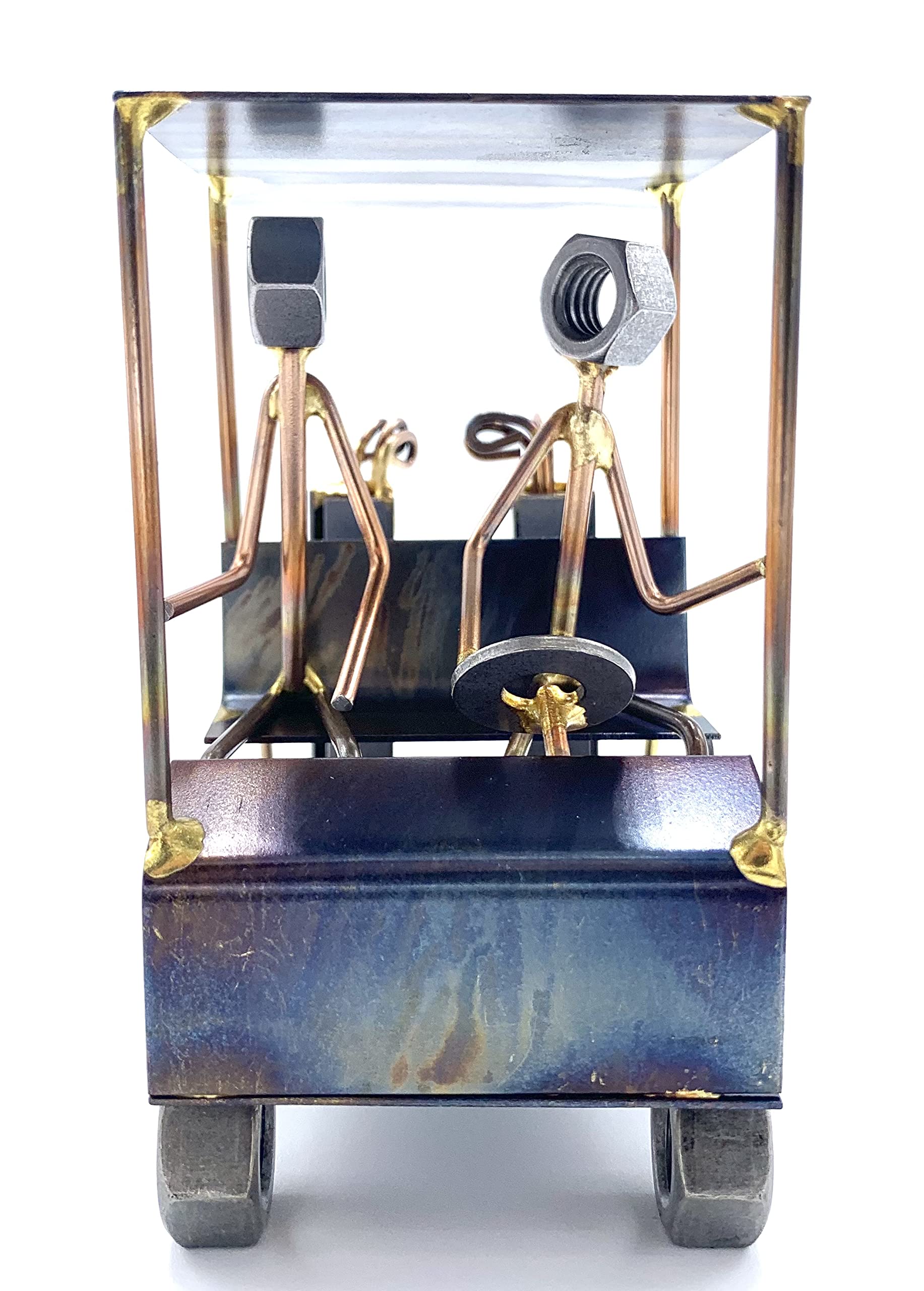 Golf Cart With 2 Golfers Collectible Handmade Metal Art Figurine, Desk Accessories, Trophy, Boss Gift, Office D?Or, Business Pro