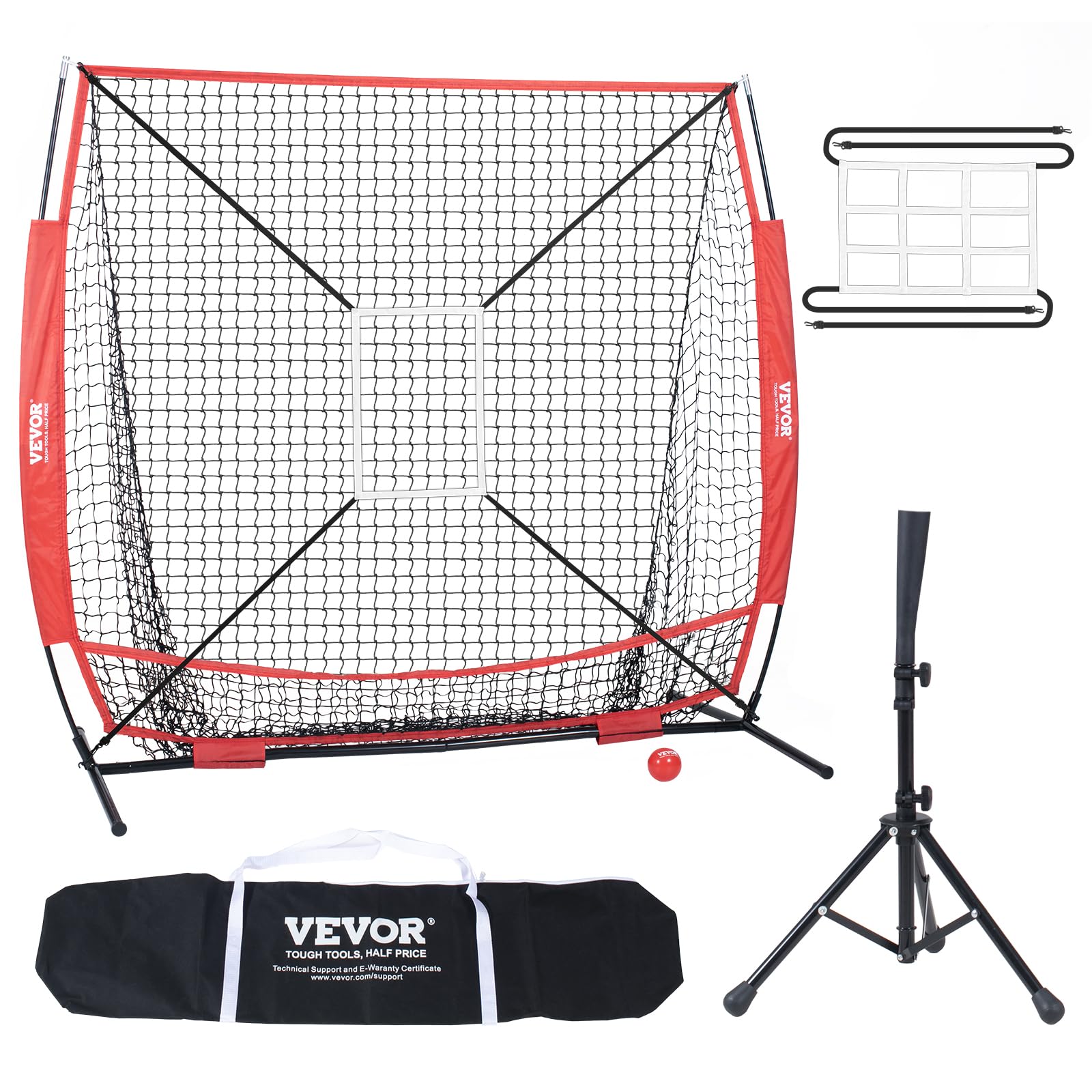 VEVOR 5x5 ft Baseball Softball Practice Net, Portable Baseball Training Net for Hitting Batting Catching Pitching, Backstop Base