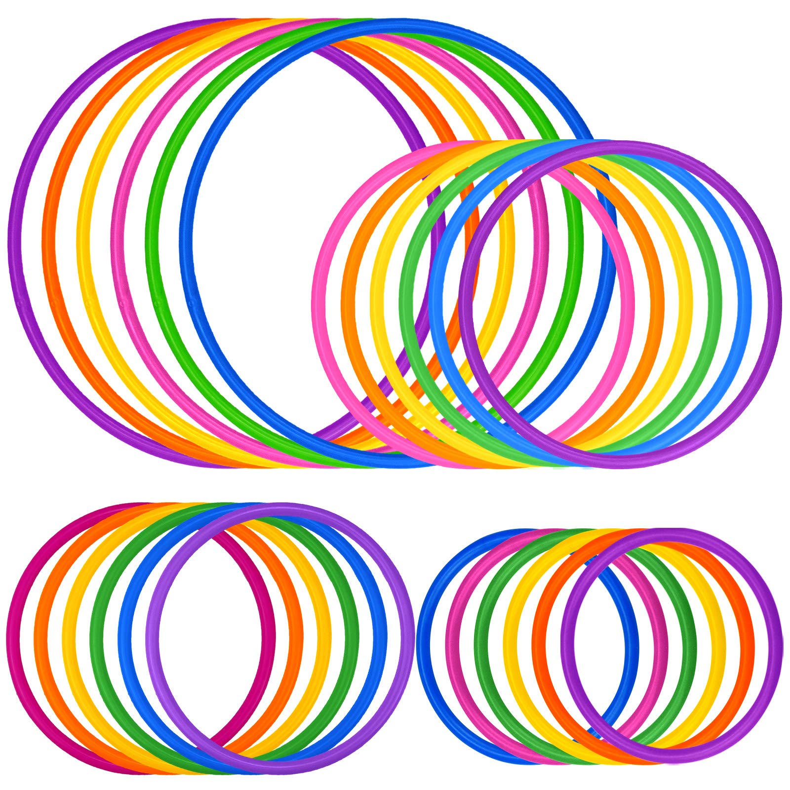 Topbuti 24 Pcs Multicolor Plastic Toss Rings Ring Toss Game Carnival Rings for Speed and Agility Practice Games, Garden Backyard